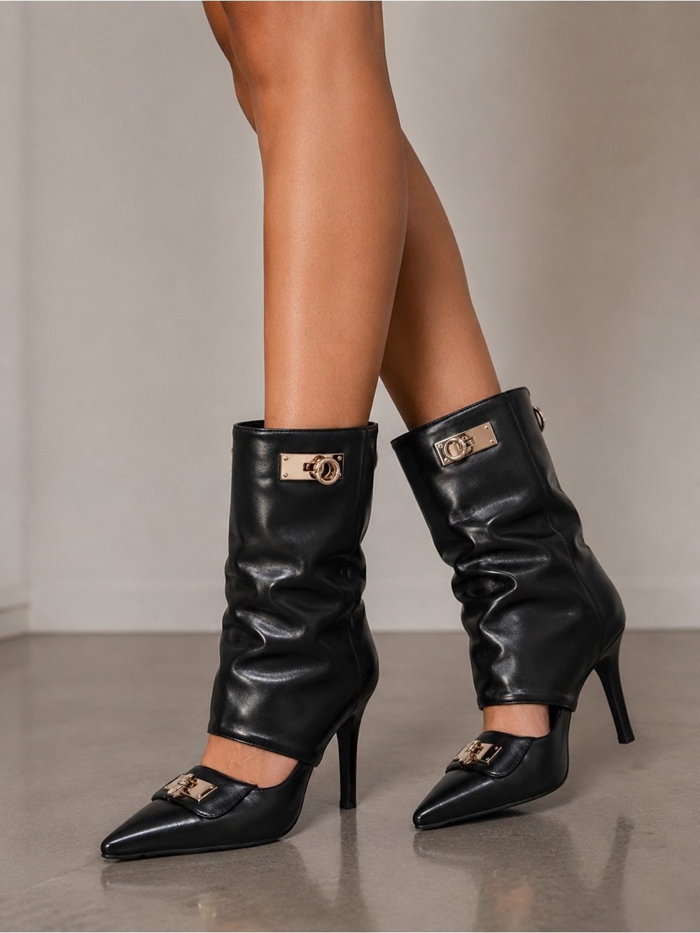 Azalea Wang Sarvesh Black Cutout Stiletto Ankle Boots NIB Sz 6 & 8